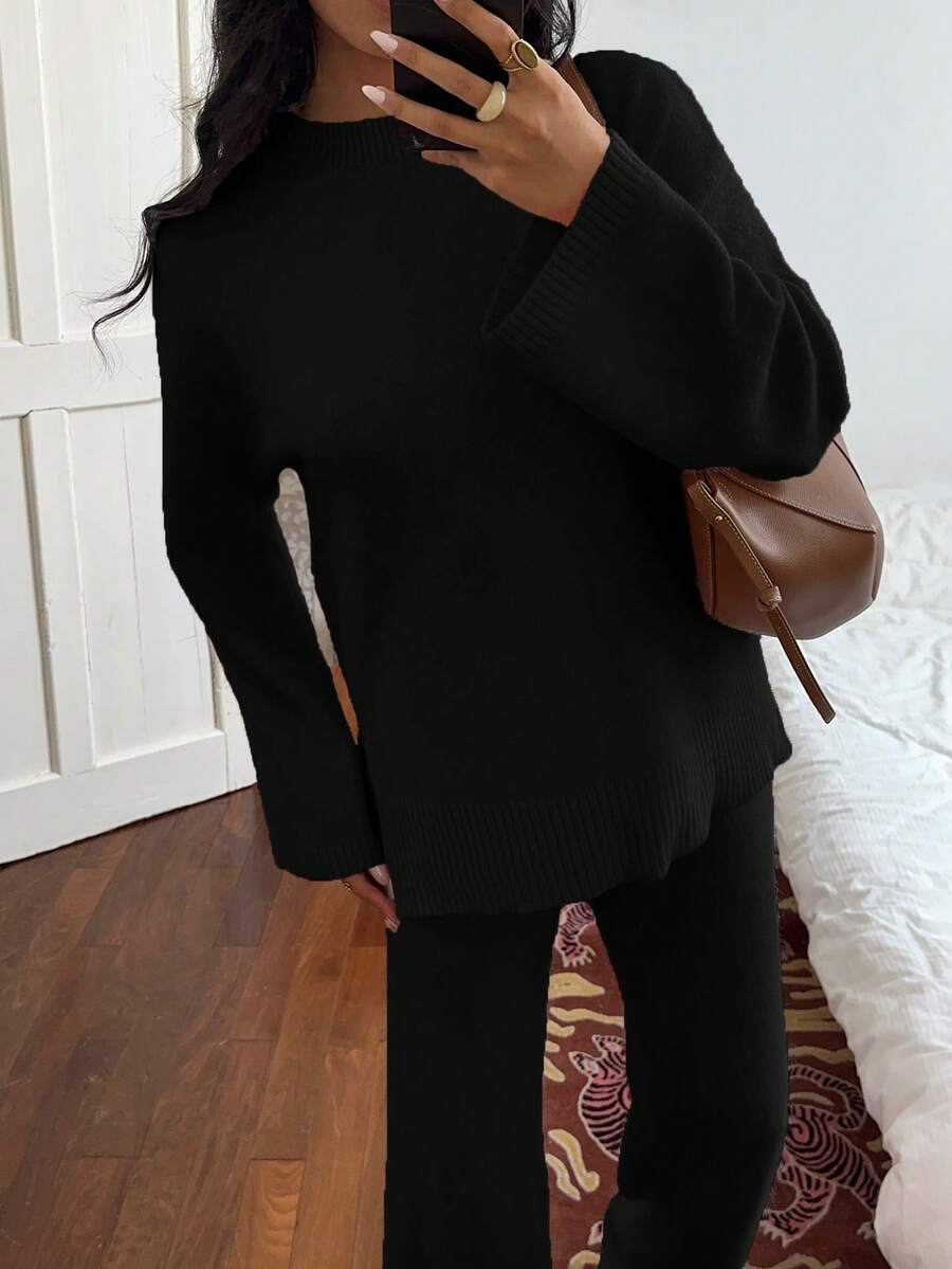 Davos Drop Shoulder Sweater and Knit Pants Set