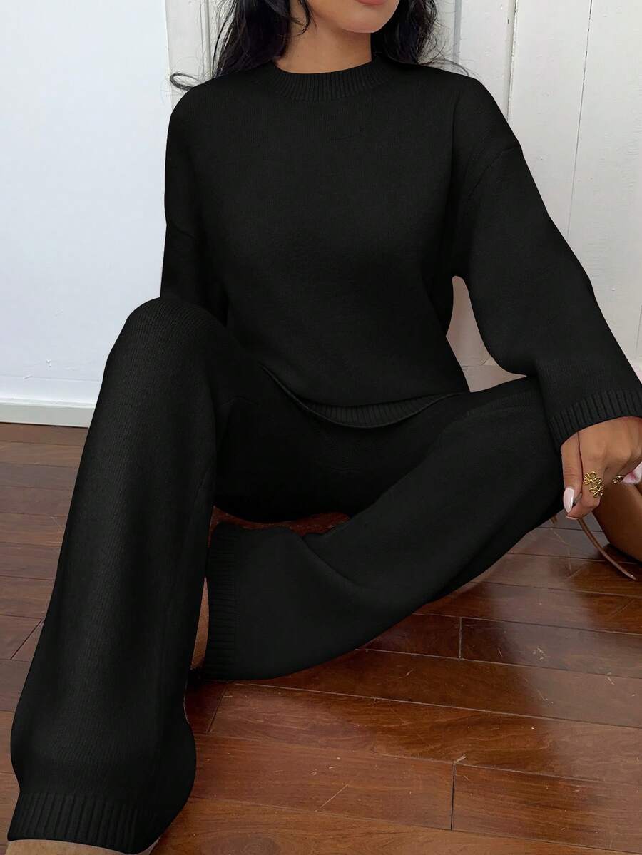 Davos Drop Shoulder Sweater and Knit Pants Set