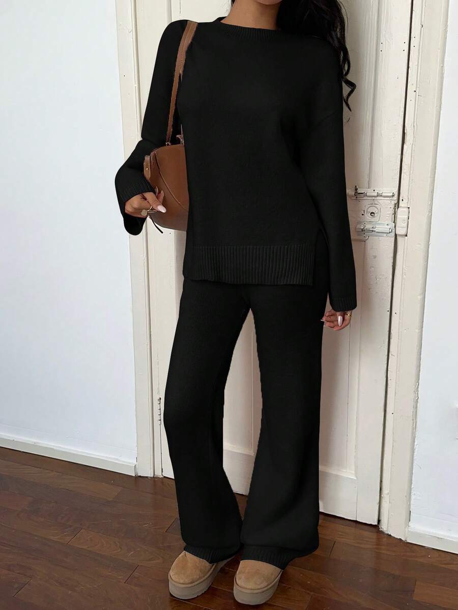 Davos Drop Shoulder Sweater and Knit Pants Set