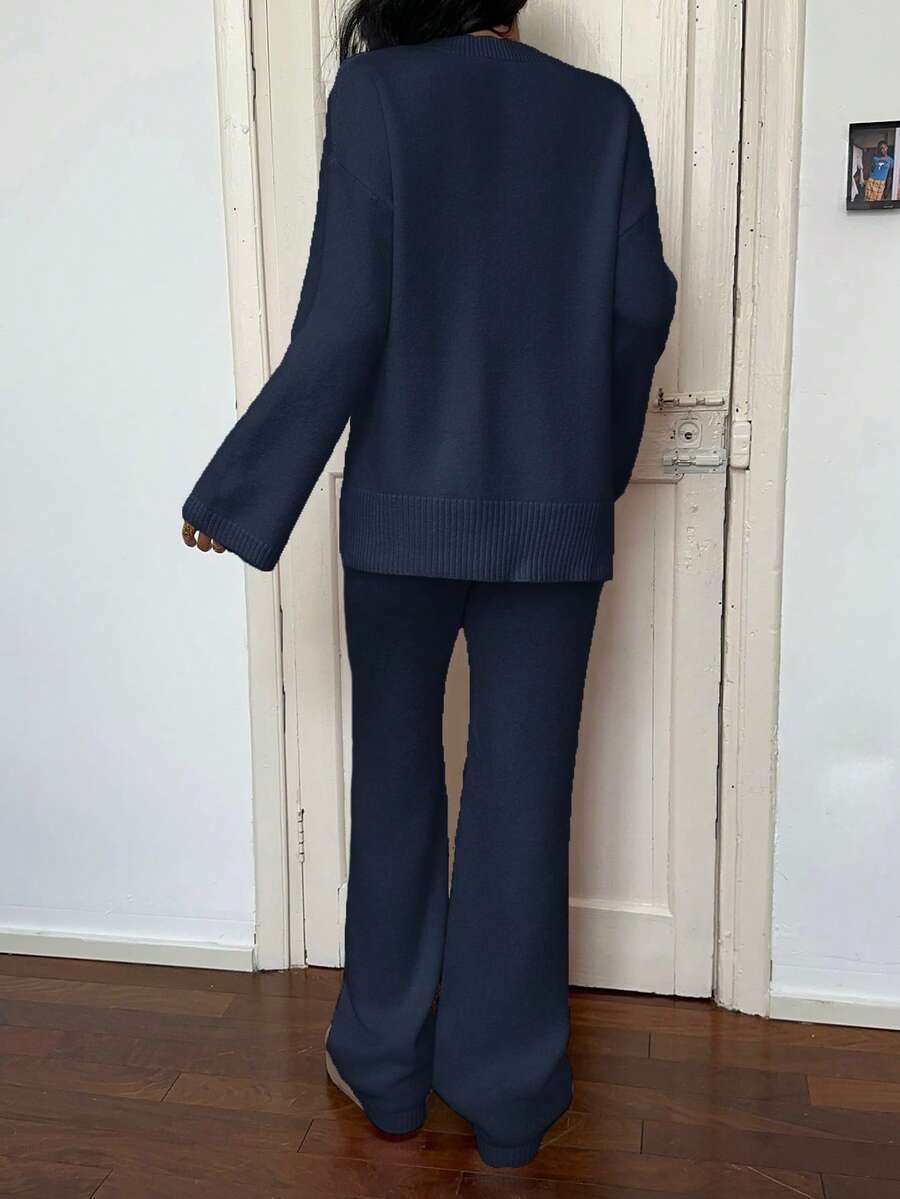 Davos Drop Shoulder Sweater and Knit Pants Set