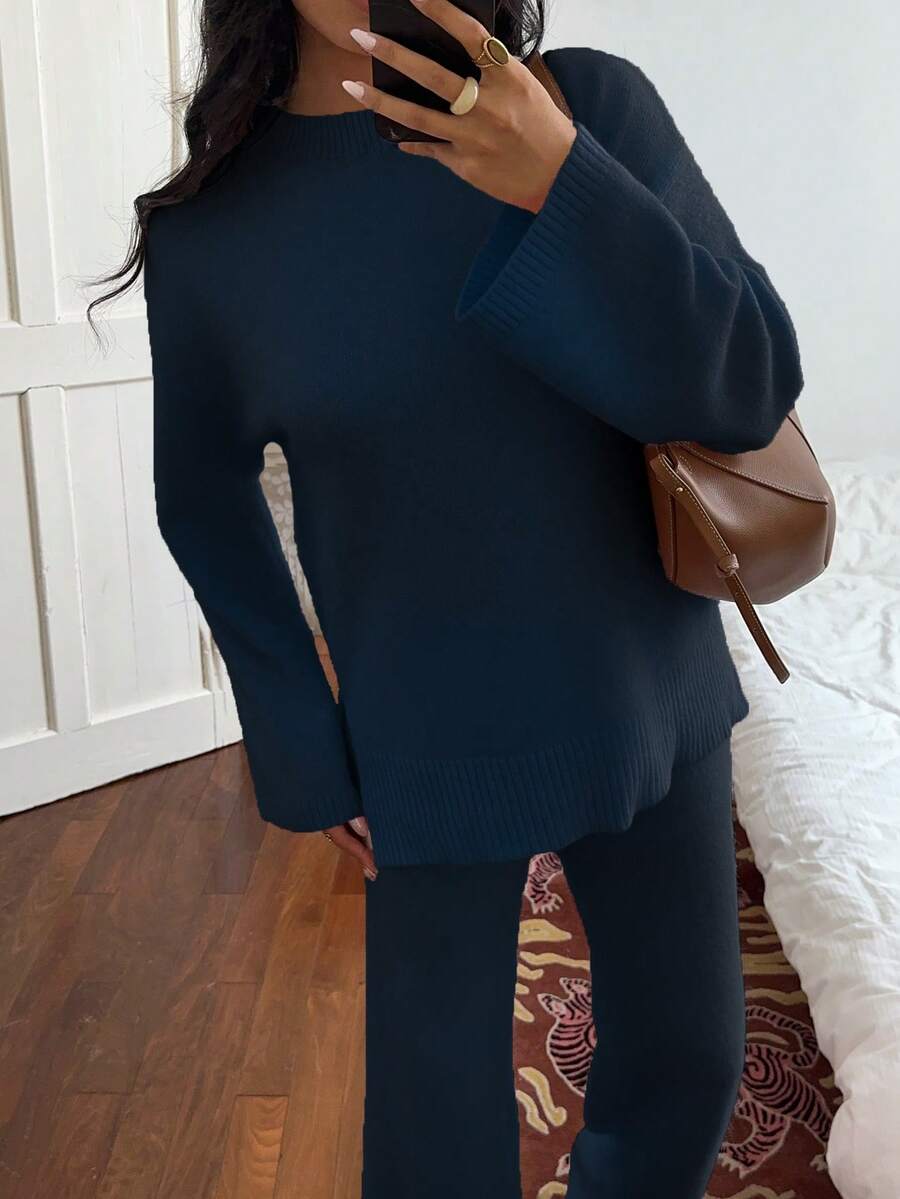 Davos Drop Shoulder Sweater and Knit Pants Set