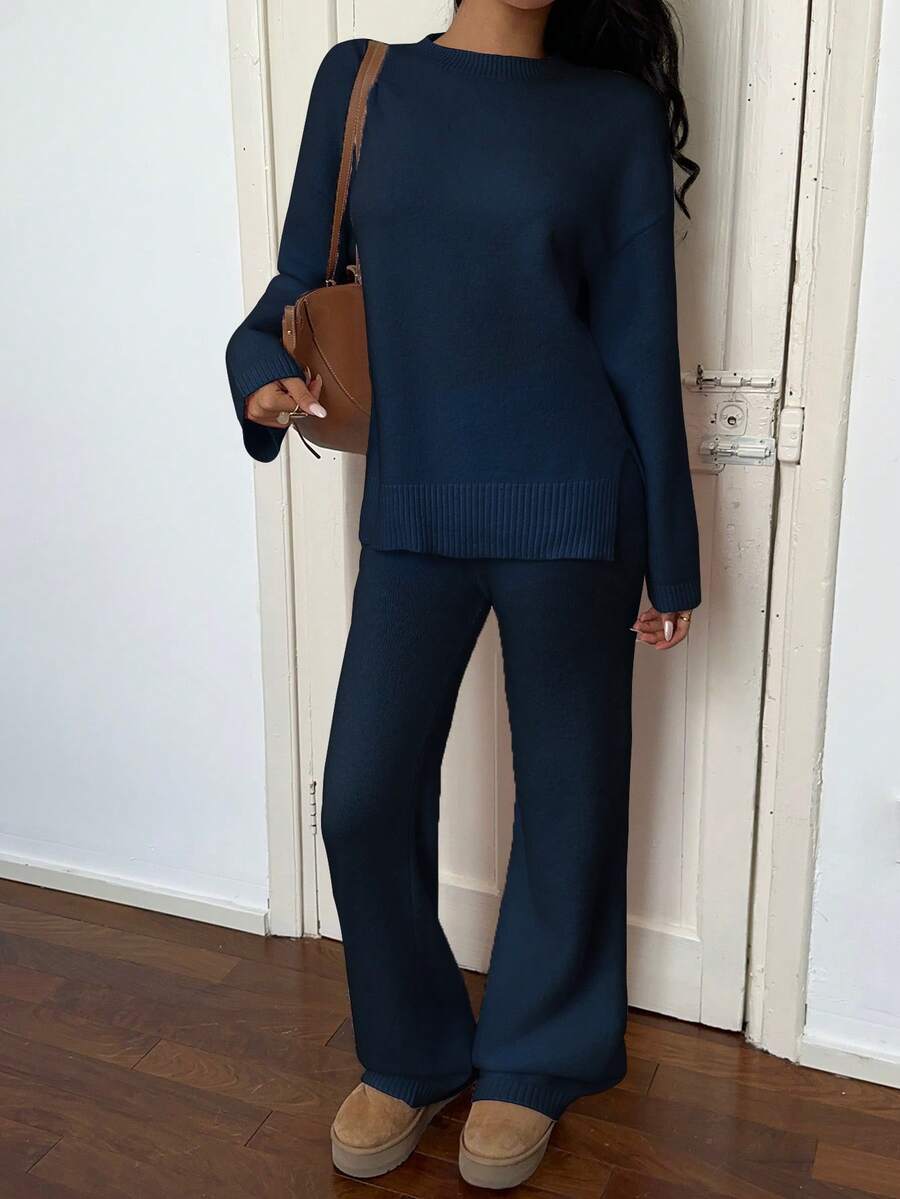 Davos Drop Shoulder Sweater and Knit Pants Set