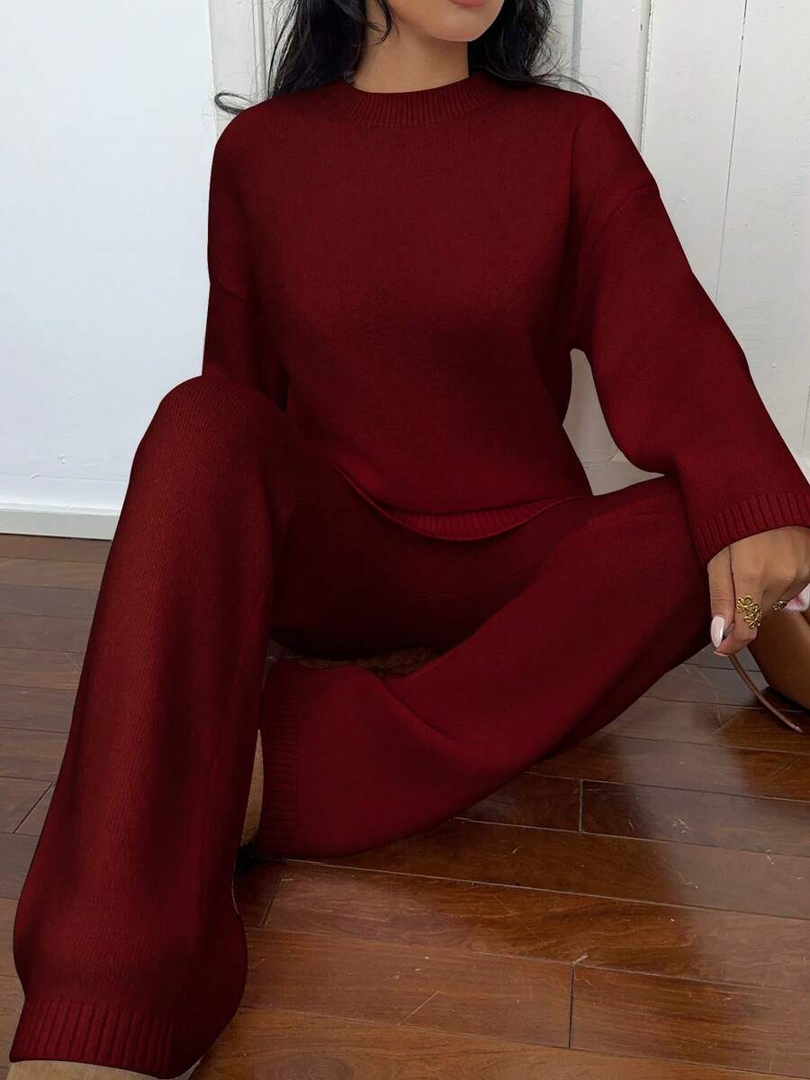 Davos Drop Shoulder Sweater and Knit Pants Set