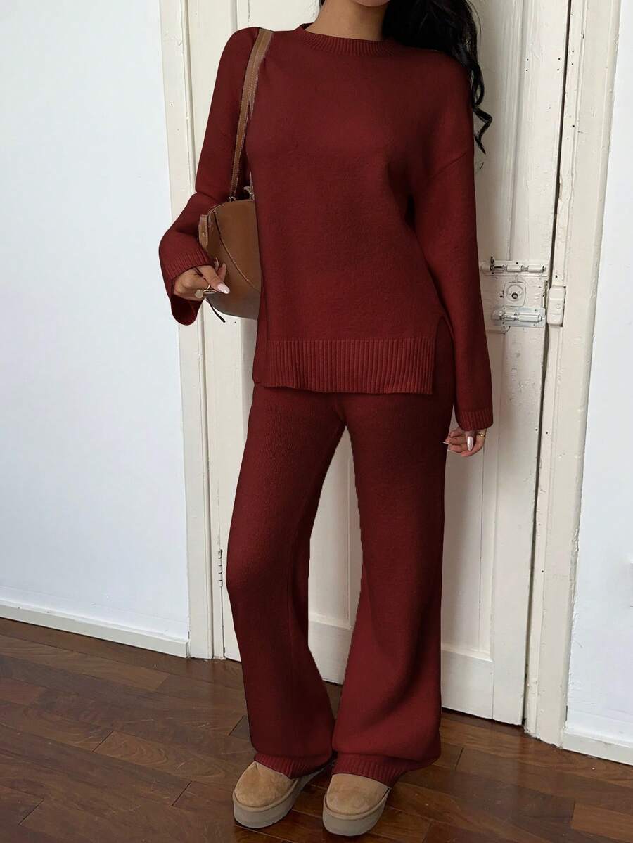 Davos Drop Shoulder Sweater and Knit Pants Set