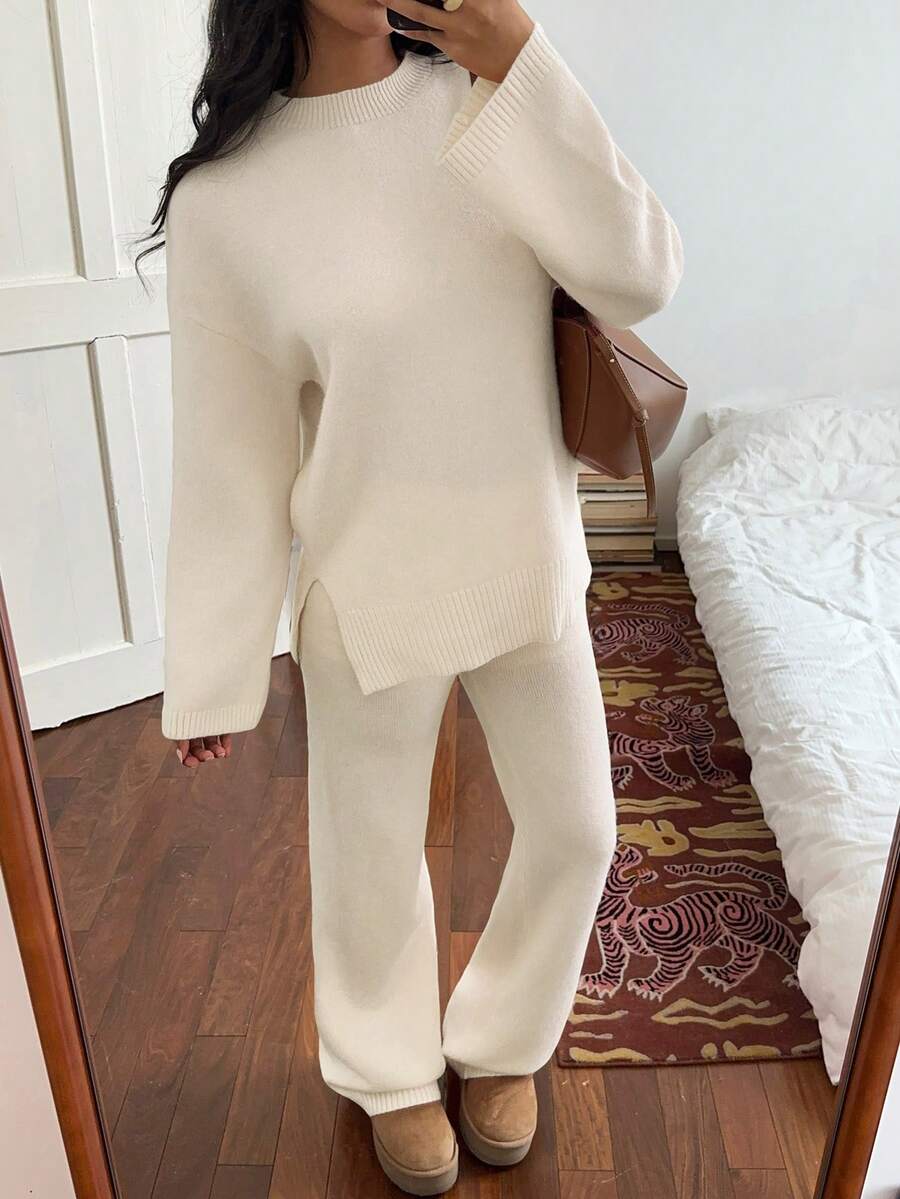 Davos Drop Shoulder Sweater and Knit Pants Set
