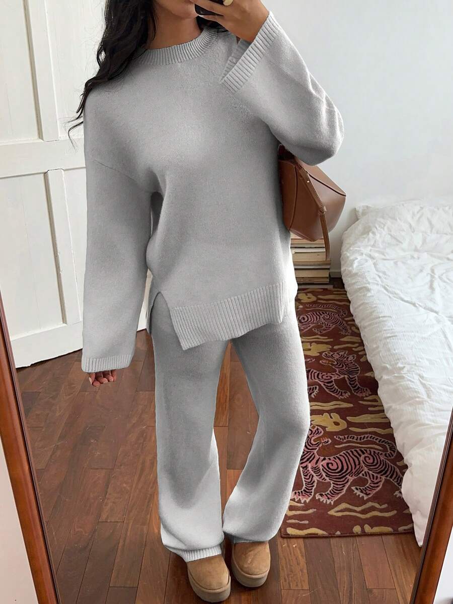 Davos Drop Shoulder Sweater and Knit Pants Set