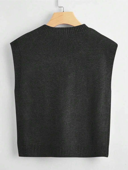 Marisa Fine Knit V-Neck Sleeveless Sweater Vest - Yellow