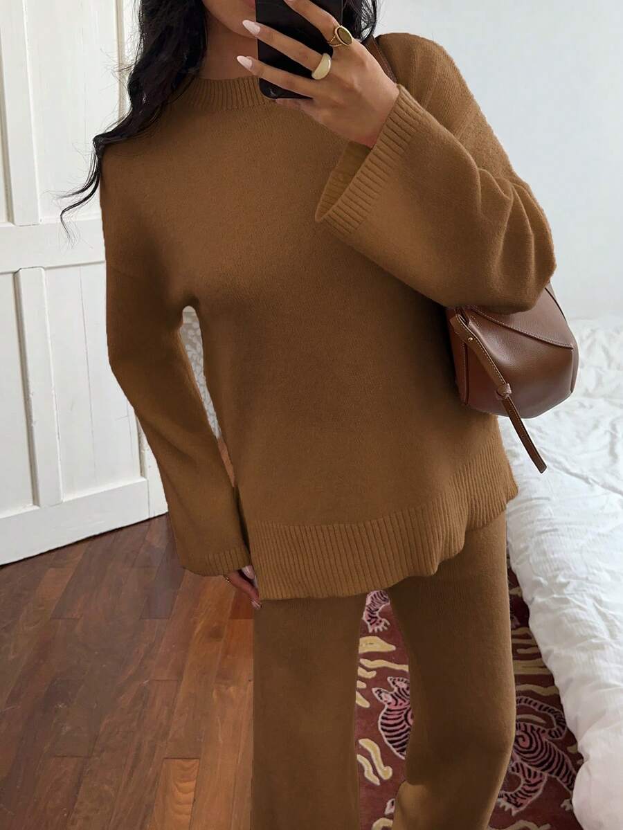 Davos Drop Shoulder Sweater and Knit Pants Set