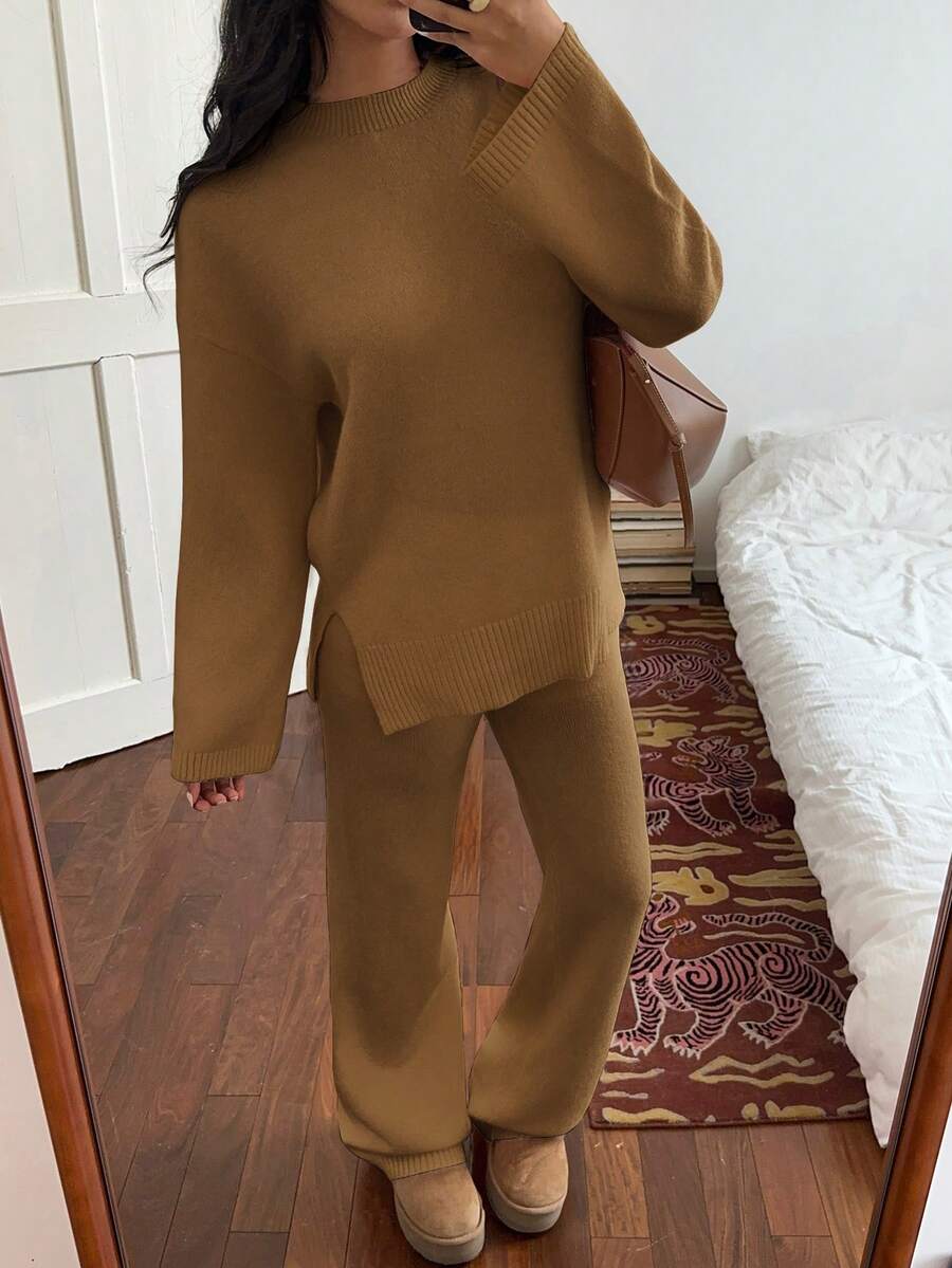 Davos Drop Shoulder Sweater and Knit Pants Set