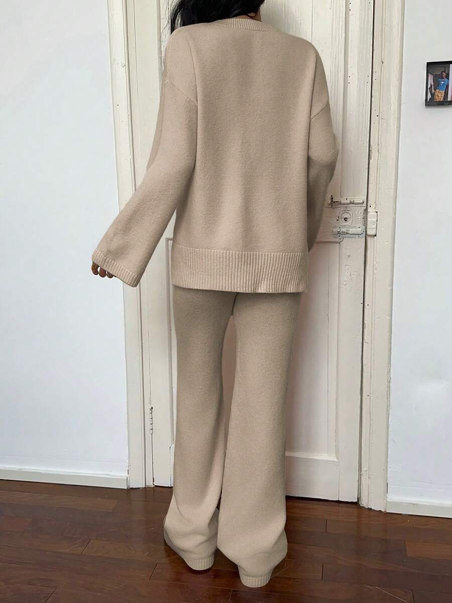 Davos Drop Shoulder Sweater and Knit Pants Set