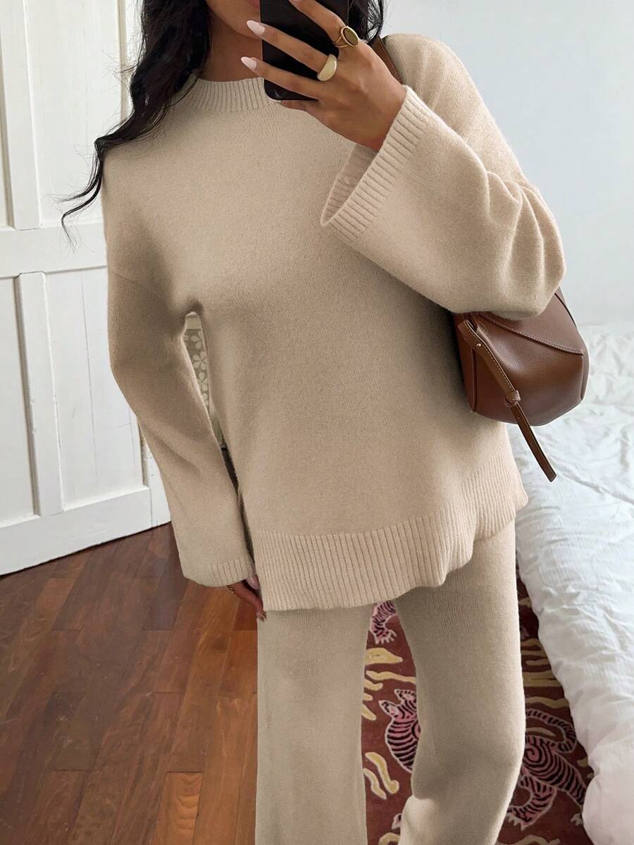Davos Drop Shoulder Sweater and Knit Pants Set