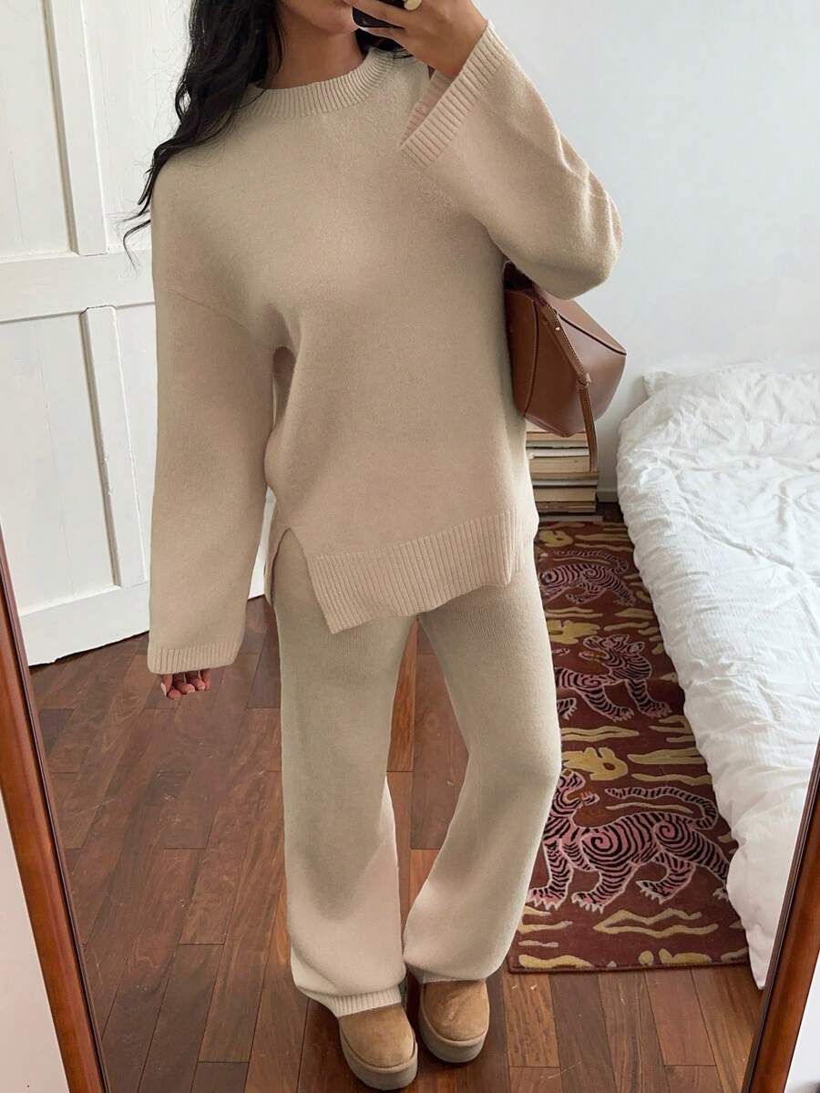 Davos Drop Shoulder Sweater and Knit Pants Set