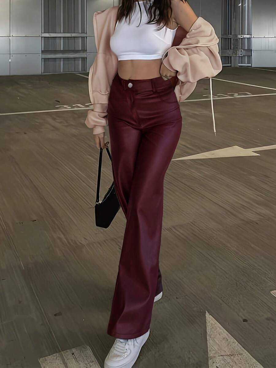 Durango High Waist Faux Leather Straight Leg Pants