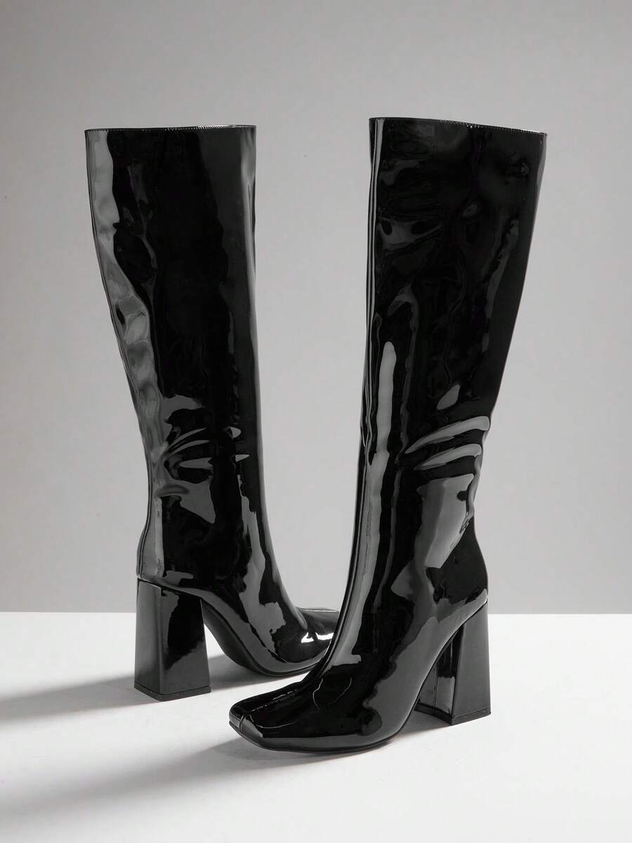 SHUZIA Women's Fashionable & Comfortable Knee-High Side Zipper Chunky Heel Boots Mensa