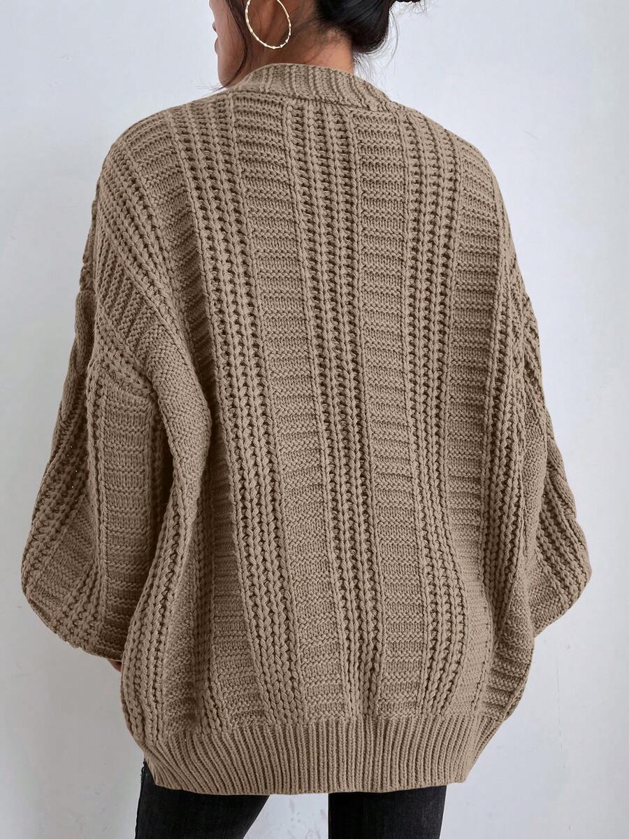 Adelaide Cable Knit Bishop Sleeve Cardigan - Burgundy