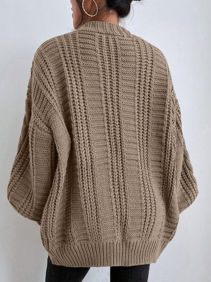 Adelaide Cable Knit Bishop Sleeve Cardigan - Burgundy