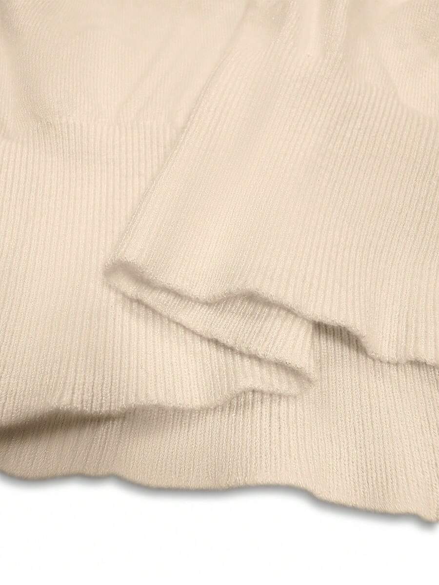 Women's Fine Knit Sweater with Button Cuffs, Lightweight Pullover for Fall Work Casual - Beige