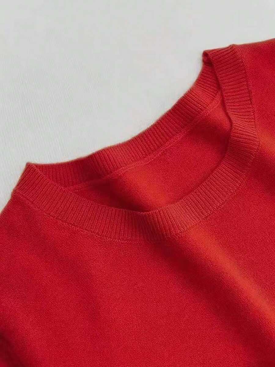 Women's Fine Rib Knit Short Sleeve Top, Fitted Stretch Tee for Layering and Work - Mustard Yellow
