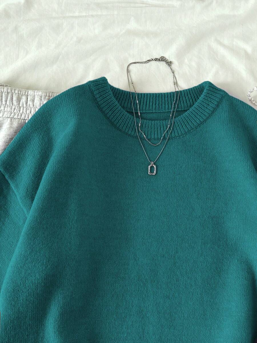 Women's Oversized Crew Neck Pullover Sweater, Relaxed Knit Sweater for Fall Winter - Royal Blue