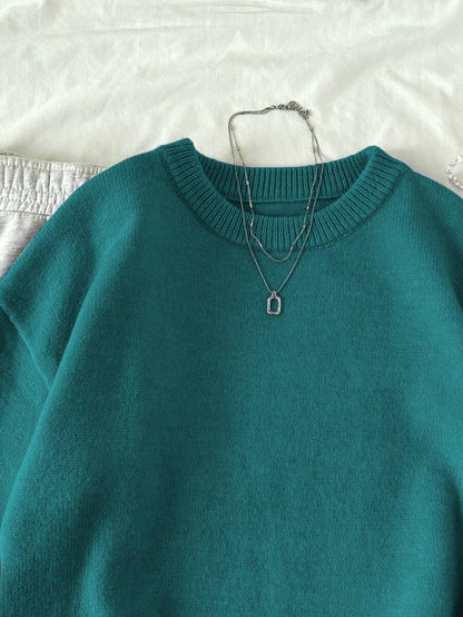Women's Oversized Crew Neck Pullover Sweater, Relaxed Knit Sweater for Fall Winter - Royal Blue