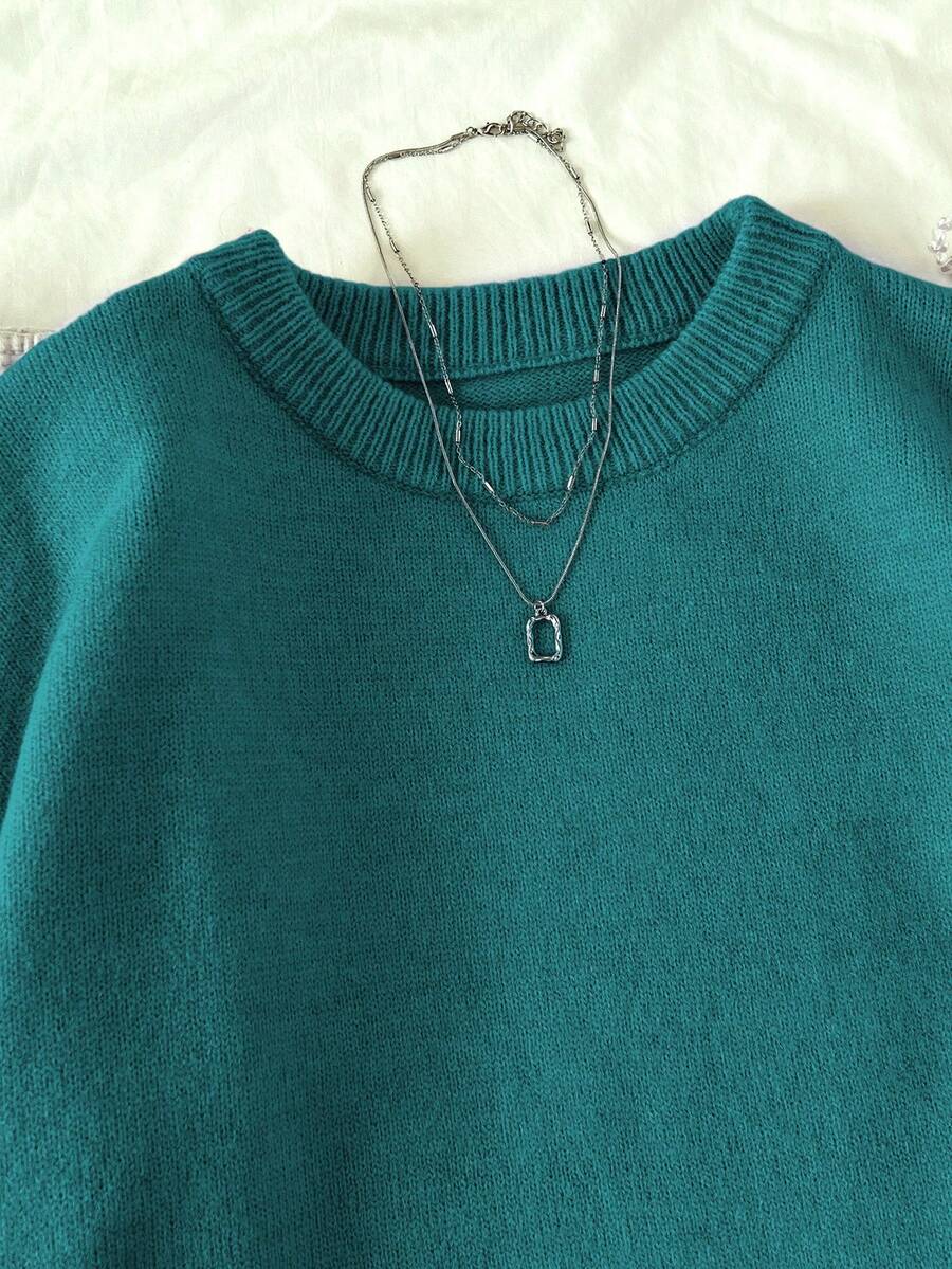 Women's Oversized Crew Neck Pullover Sweater, Relaxed Knit Sweater for Fall Winter - Yellow