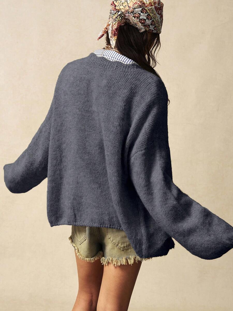 Megeve Oversized Fuzzy Knit Button Front Cardigan