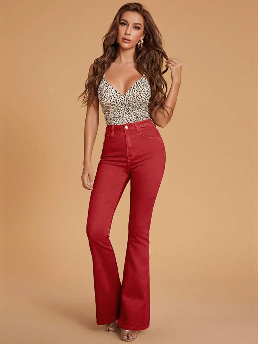 Annapolis High Waist Flare Leg Jeans with Pockets
