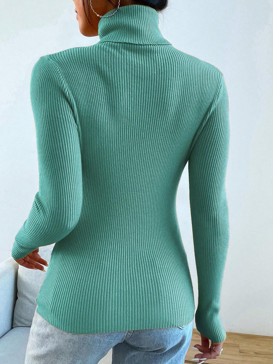 Nicolette Slim Fit Ribbed Knit Turtleneck Long Sleeve Sweater - Magic Mauve
