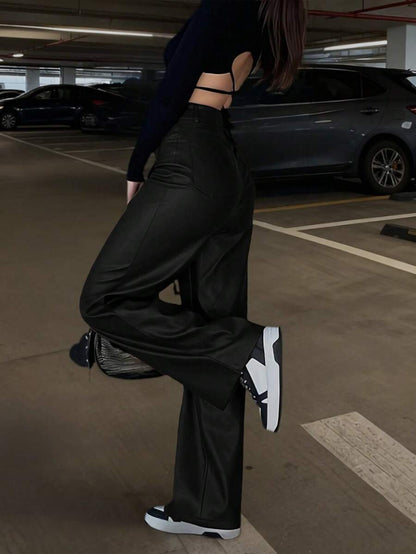 Durango High Waist Faux Leather Straight Leg Pants
