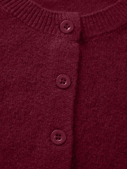 Kira Solid Drop Shoulder Cardigan - Burgundy