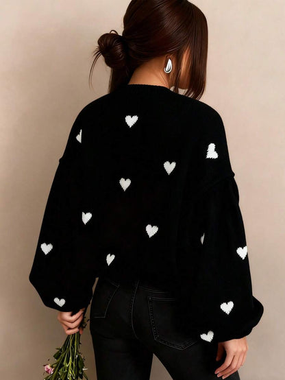 Cumbria Heart Pattern Loose Knit Sweater