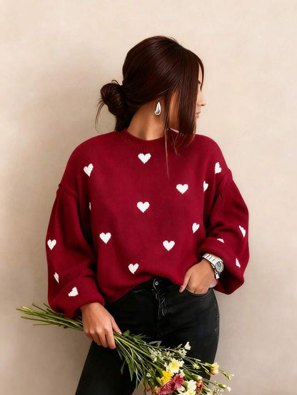 Cumbria Heart Pattern Loose Knit Sweater