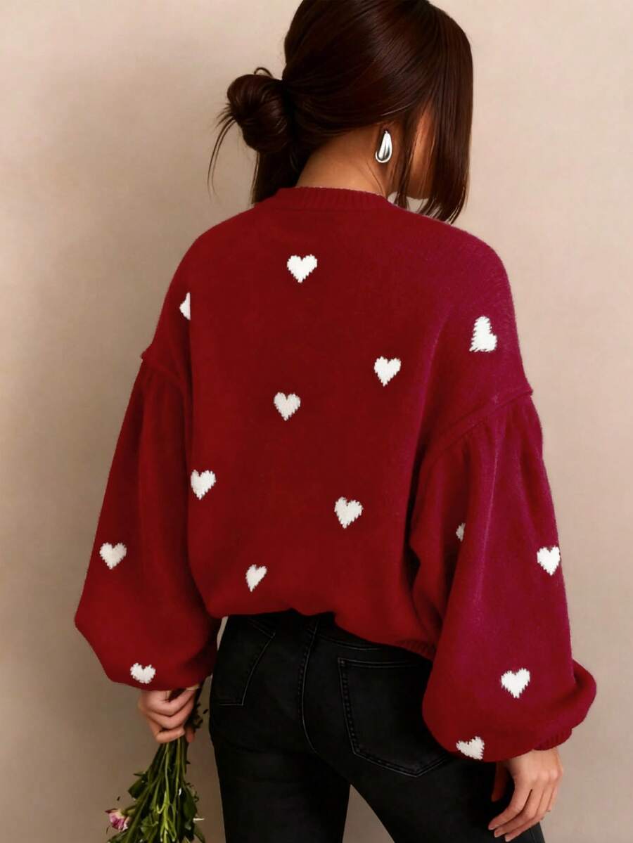 Cumbria Heart Pattern Loose Knit Sweater