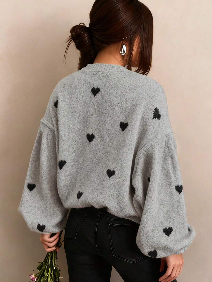 Cumbria Heart Pattern Loose Knit Sweater