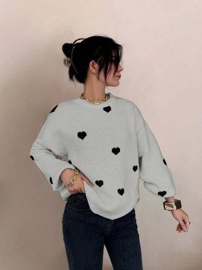 Cumbria Heart Pattern Loose Knit Sweater