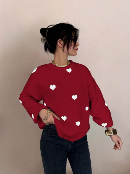 Cumbria Heart Pattern Loose Knit Sweater