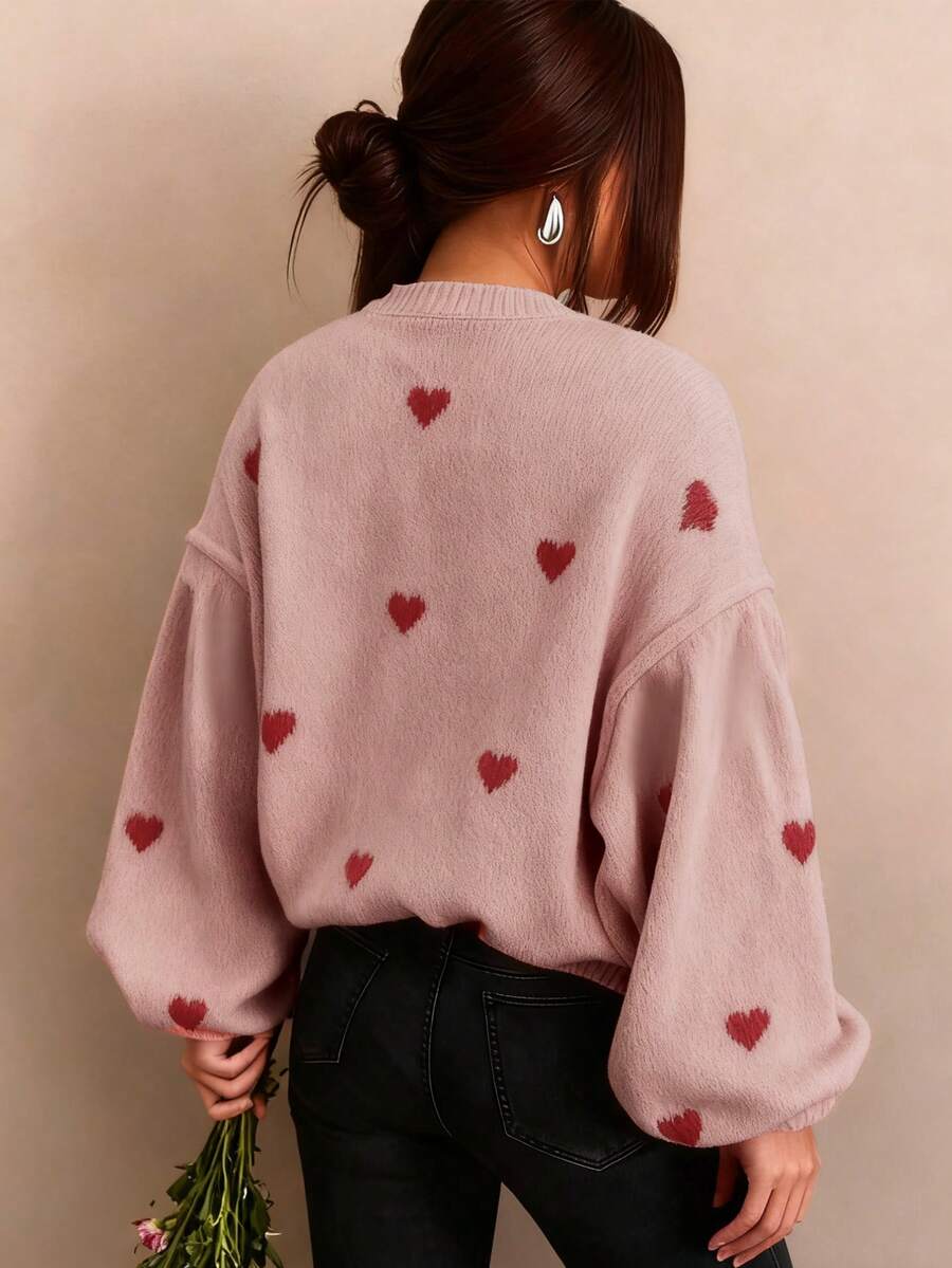 Cumbria Heart Pattern Loose Knit Sweater