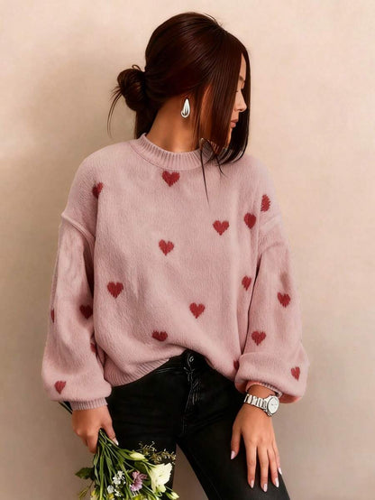 Cumbria Heart Pattern Loose Knit Sweater