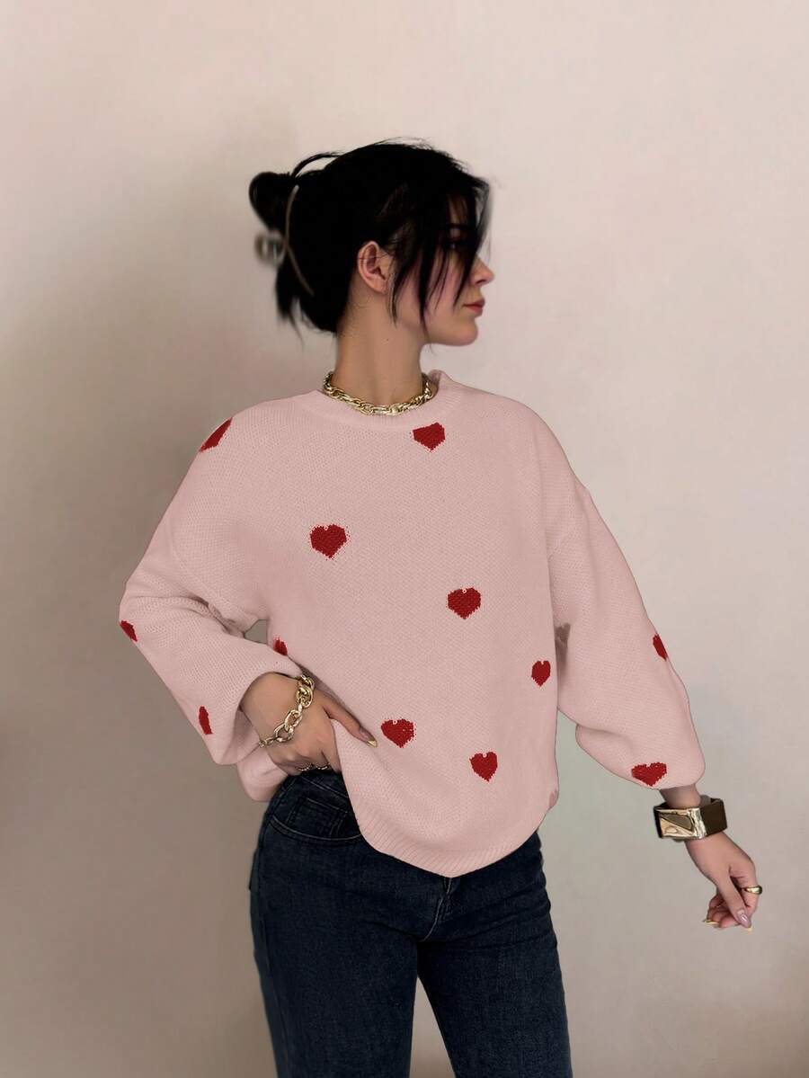 Cumbria Heart Pattern Loose Knit Sweater