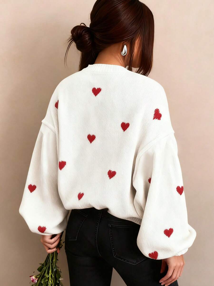 Cumbria Heart Pattern Loose Knit Sweater