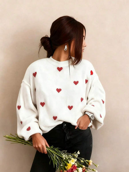 Cumbria Heart Pattern Loose Knit Sweater