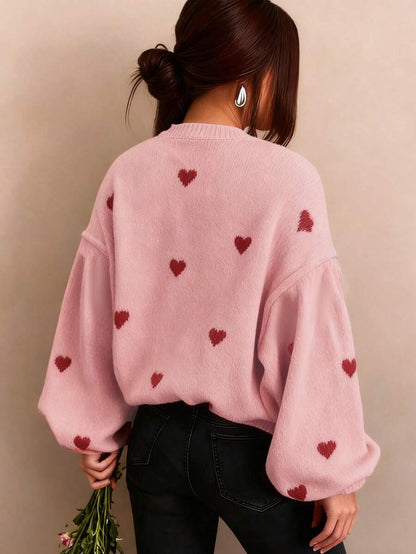 Cumbria Heart Pattern Loose Knit Sweater