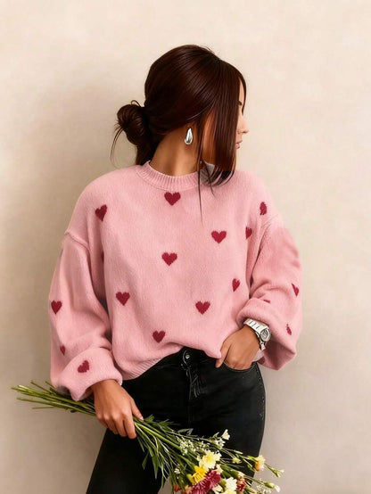 Cumbria Heart Pattern Loose Knit Sweater