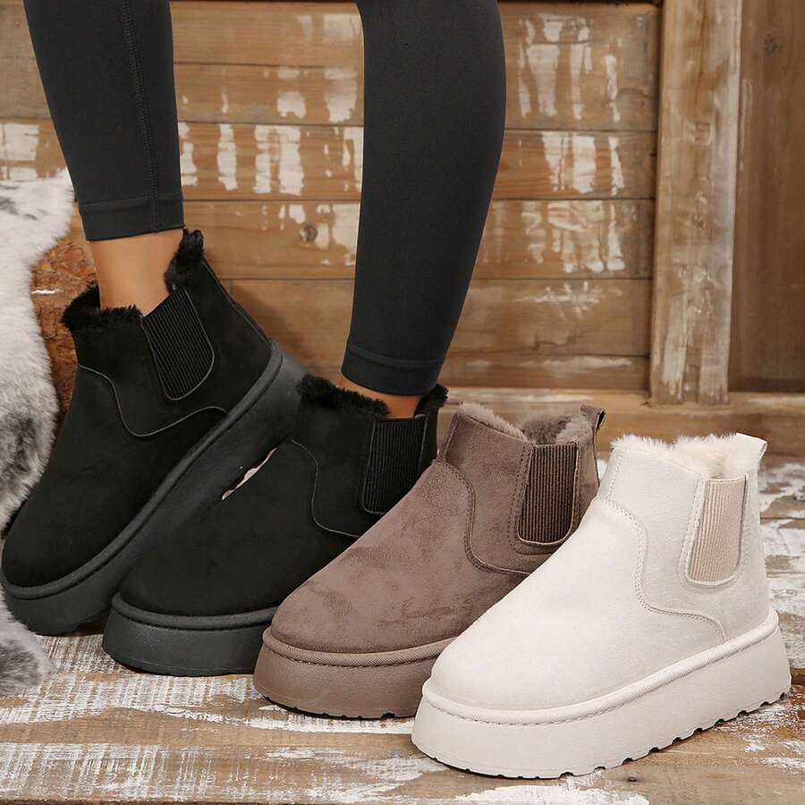 Women's Suede Winter Platform Boots Fuzzy Fluffy Boots Outdoor Mensa