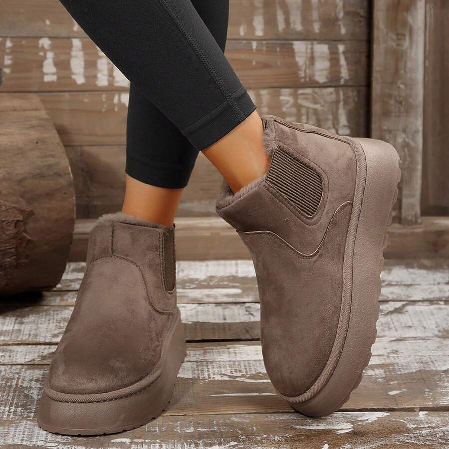 Women's Suede Winter Platform Boots Fuzzy Fluffy Boots Outdoor Mensa