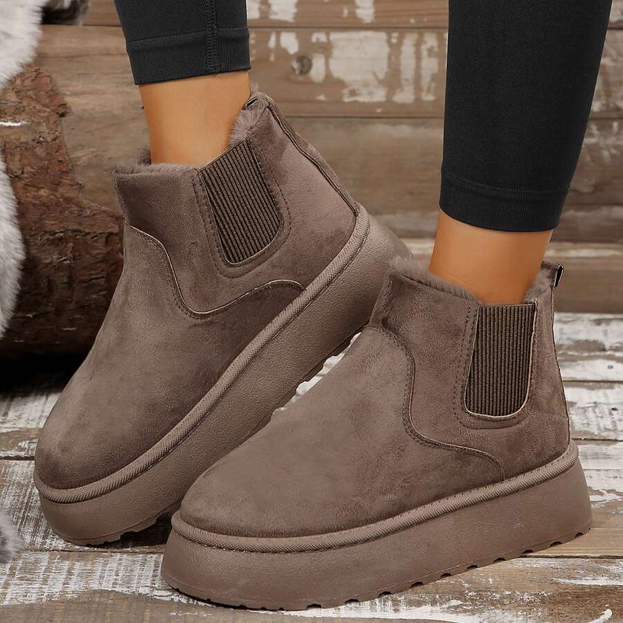 Women's Suede Winter Platform Boots Fuzzy Fluffy Boots Outdoor Mensa