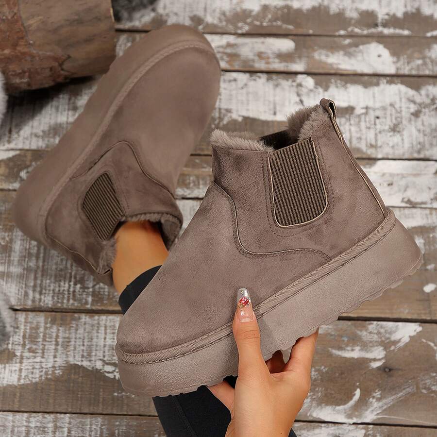 Women's Suede Winter Platform Boots Fuzzy Fluffy Boots Outdoor Mensa