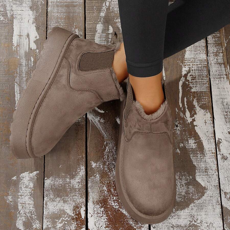 Women's Suede Winter Platform Boots Fuzzy Fluffy Boots Outdoor Mensa