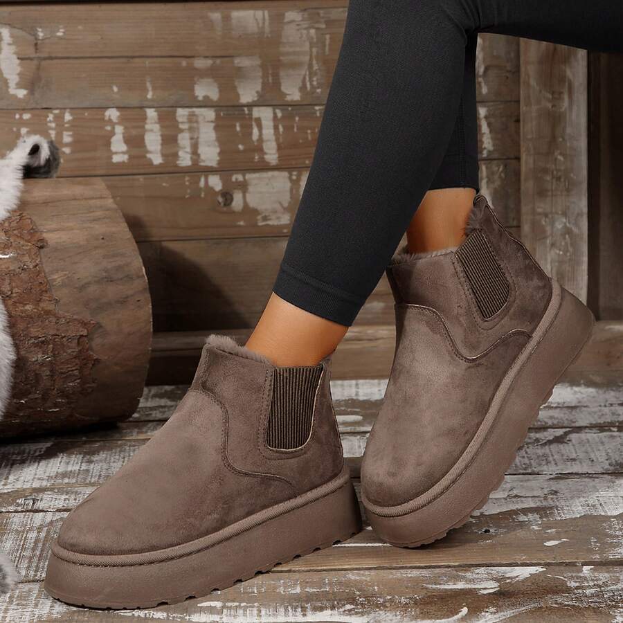 Women's Suede Winter Platform Boots Fuzzy Fluffy Boots Outdoor Mensa