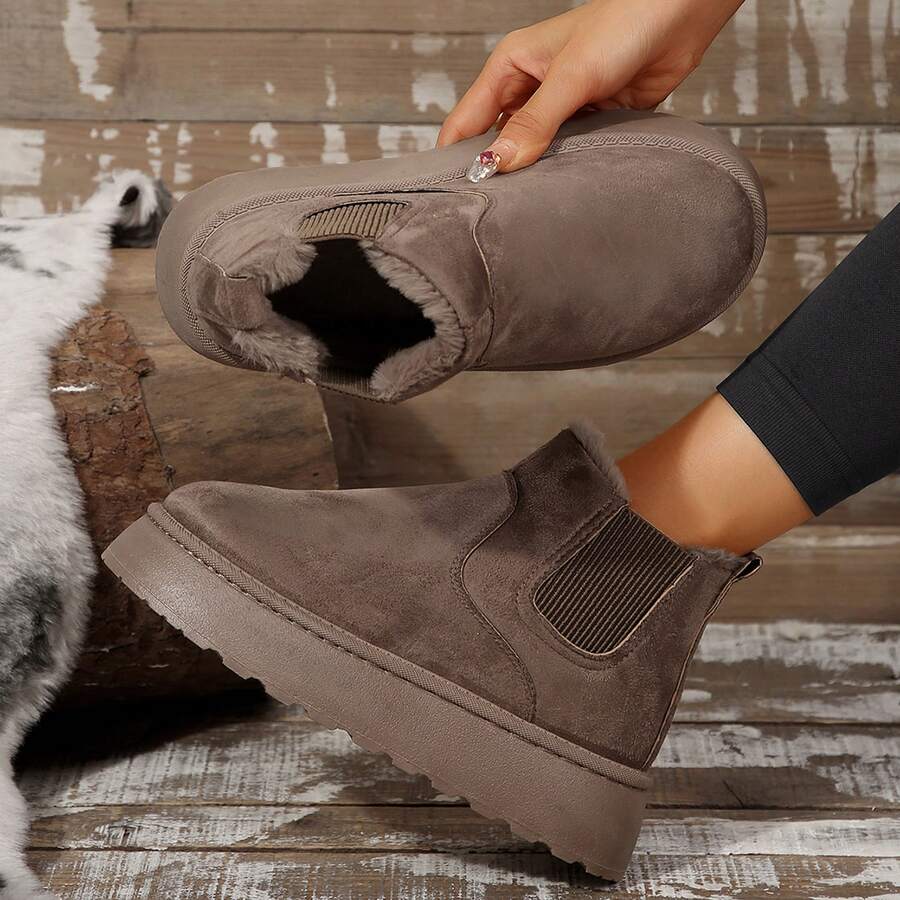 Women's Suede Winter Platform Boots Fuzzy Fluffy Boots Outdoor Mensa
